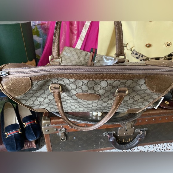 Rare Vintage GUCCI GG Monogram Tote Bag Purse Handbag Carry On Luggage Duffle GG - Picture 4 of 12